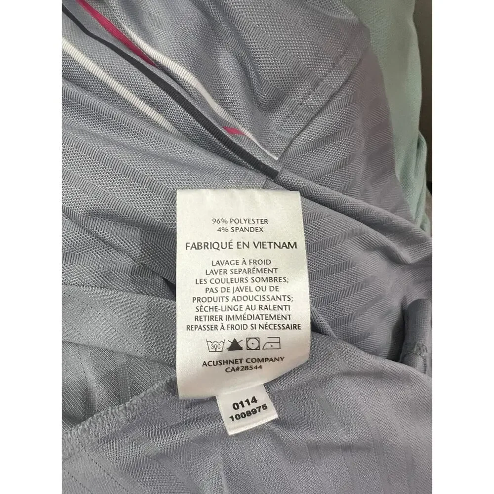 FootJoy Men's Polo Gray Golf Shirt Short Sleeve Size XL Pink Stripe